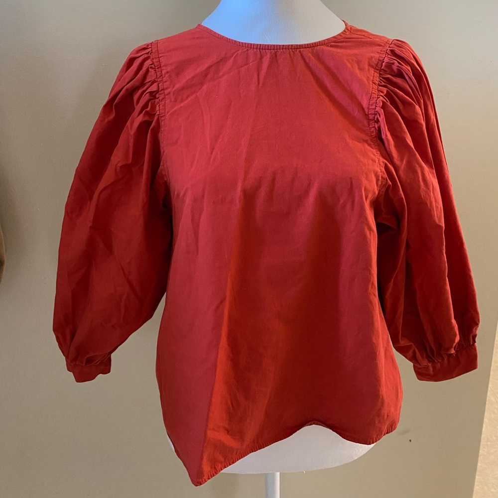 Women's Red Puff Sleeve Top